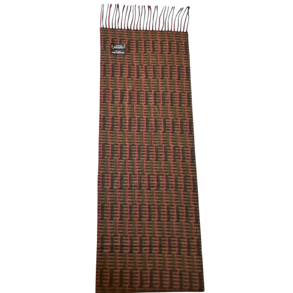 VTG Christian Dior Monsieur Unisex Scarf CASHMAIRE Acrylic Brown Fringe Japan